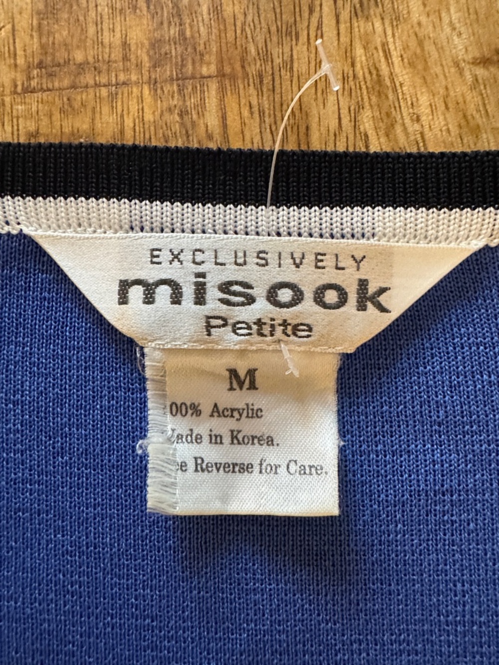 Exclusively Misook Petite Royal Blue Cardigan with Black & White Trim Medium - Picture 2 of 8